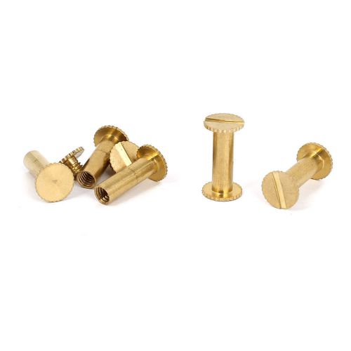 5mmx15.5mm Brass Plated Knurling Binding Screw Post For Photo Albums Belt 5pcs