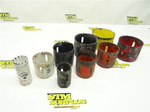 LOT OF 9 HOLE SAWS 1&#034; TO 2-3/4&#034; ARMSTRONG GALAXY