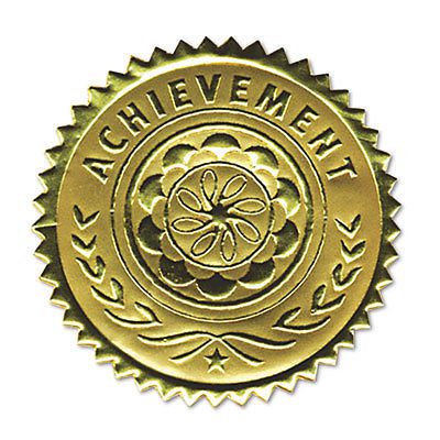 Gold foil certificate seals, &#034;achievement&#034;, embossed foil, 12/pack s2 for sale