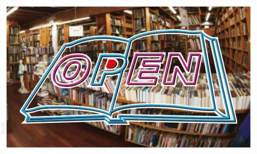 Bb726 open book store shop banner sign for sale