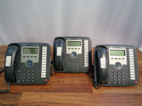 Lot of 3-Cisco 7931G Unified VOIP IP Phone w/ Handset and Stand