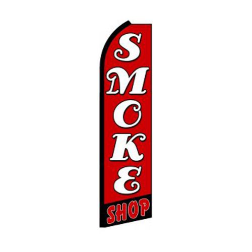 Smoke Shop Red Swooper Flag Feather Sign Banner 15ft made in USA