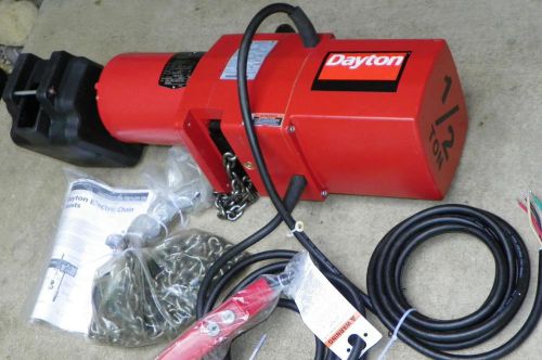 Dayton 1/2 ton 20&#039; 1000lbs 16 fpm 230/460 volt 3 phase electric chain hoist for sale