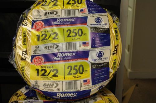 12/2 with ground romex copper wire nm-b 250 ft.  roll for sale