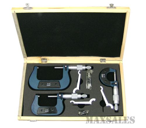New 3-PC 0-3 inch Outside Micrometers set Increments 0.001&#034;