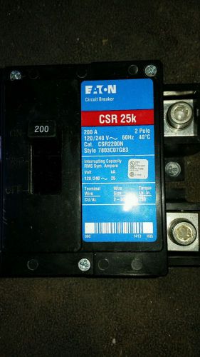 EATON CSR 25K .. 2P, 200A Circuit Breaker Cat# CRS2200N  ... F-51