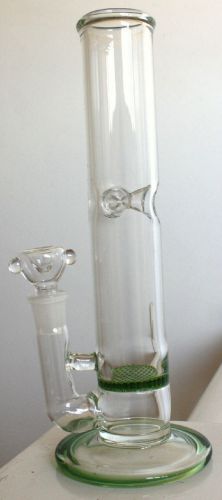 Straight tube bong with ice pinches 11.5 inches tall