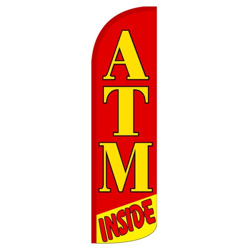 ATM Inside  Windless Swooper Flag Jumbo Sign Banner + Pole Made in USA