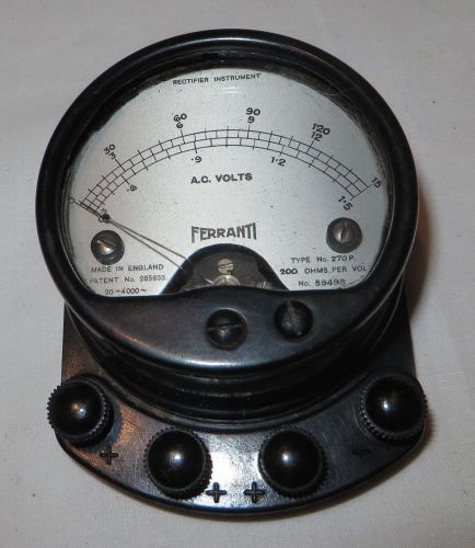 Vintage Ferranti A.C. Volt Meter-M.I.England - Steampunk