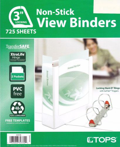 D Ring View Binders 3 inch White (hold 725 sheets; 2 pockets) NEW