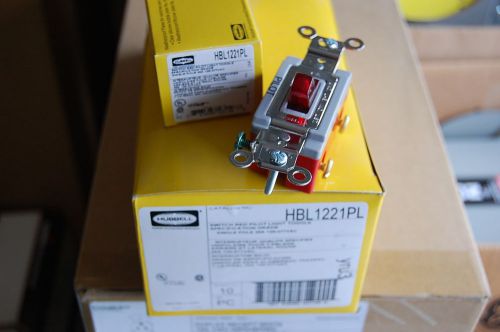 Case 10 NEW Hubbell HBL1221PL Toggle Switch RED Pilot Light 1-Pole 20A 120-277