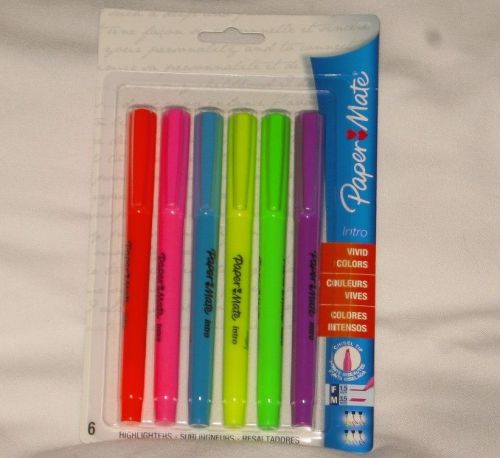 Paper Mate 6 Count Intro Highlighters,Chisel Tip,6 Color, Fluorescent