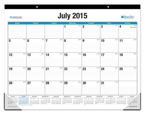 Blue Sky 2015-2016 Academic Year Desk Pad Calendar Classic Case Bound 22 x 17...
