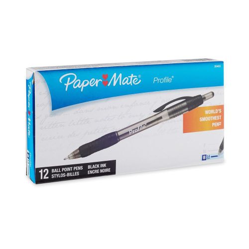 Paper mate profile retractable ballpoint pens black  box of 12 (89465) for sale