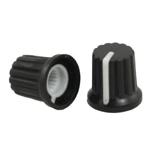 5 Pcs Black Plastic Knobs w White Mark for Potentiometer Pot
