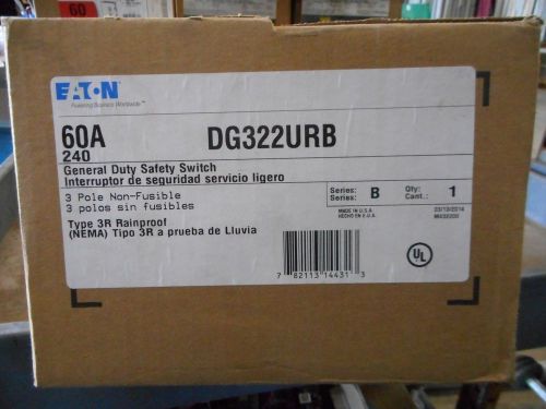 EATON DG322URB 60 AMP 240 VOLT 3 PHASE TYPE 3R OUTDOOR NON FUSIBLE DISCONNECT