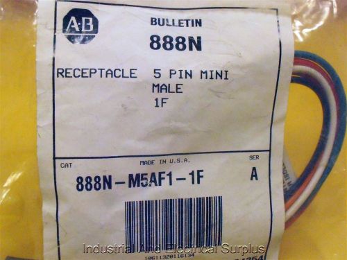 AB Allen Bradley Cat. No. 888N-M5AF1-1F Ser. A, 5 pin mini Receptacle Male - NEW