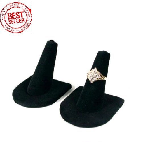 2 black velvet ring finger jewelry holder showcase display stands for sale