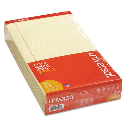Perforated edge writing pad, legal/margin rule, legal, canary, 50-sheet, dozen for sale