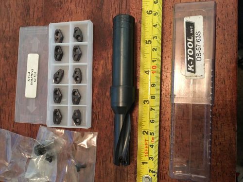 K-tool ds-57-63s coolant thru indexable drill w/10 37/64&#034; carbide inserts for sale
