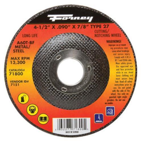 Forney 71800 Cut-Off Wheel 4-1/2&#034;x0.090&#034;x7/8&#034;, Steel