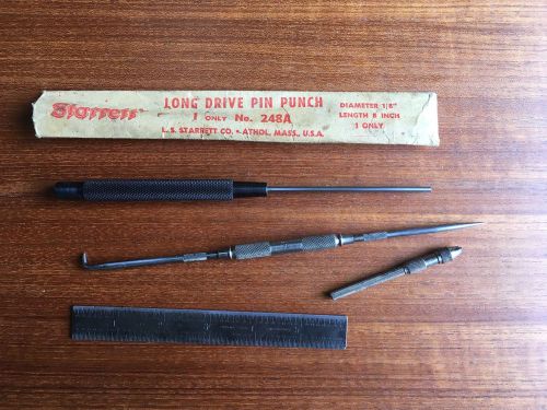 Starrett Machinist Tool Lot Long 248A Punch Scribe A Pin Vise 603 Rule