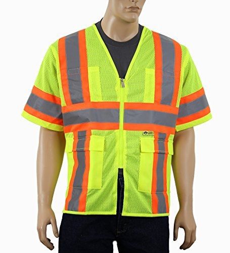 Safety Depot Class 3 ANSI Safety Vest Two Tone High Visibility With Pockets and