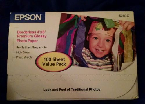 Epson Premium Inkjet Borderless Photo Paper 4&#034; x 6&#034; Glossy White 100 Sheets Pack