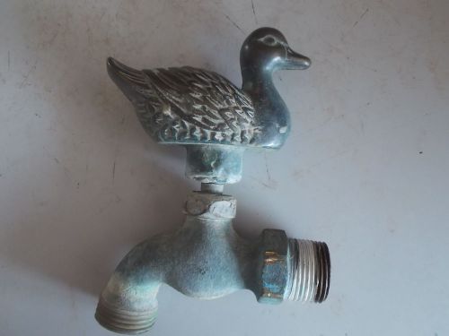 Vtg. Brass 3/4&#034; Standard Hose Bib Faucet Bronze Duck/Mallard Figure Nice Patina.