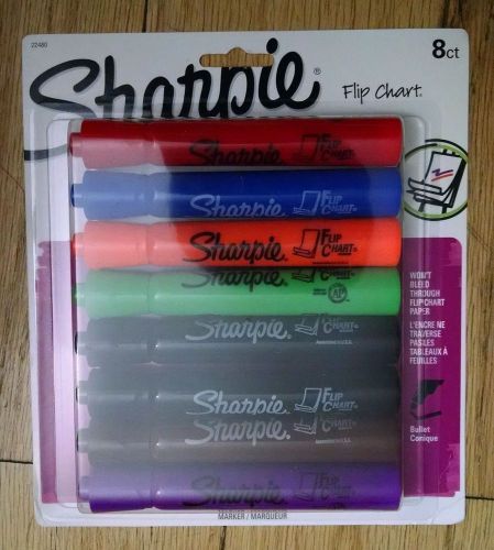 Sharpie Flip Chart Bullet Tip Markers, 8 Colored Markers 22480PP - Brand New