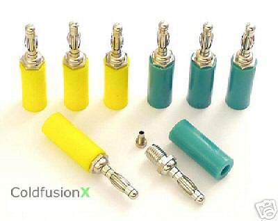 8pcs green/yellow banana plug connector for sale
