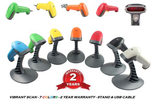 Vibrant Scan 1d low cost barcode scanner with Stand &amp; USB cable - Free Shipping