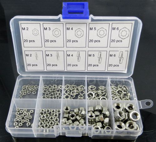 Protable 200pcs  m2-m6 304 stainless steel screw spring pad  hexagon metric+box for sale