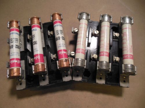 Marathon 30 amp,600 volt,pole,panel mounted fuseblock w/trs-8/10 fuses(lot of 2) for sale
