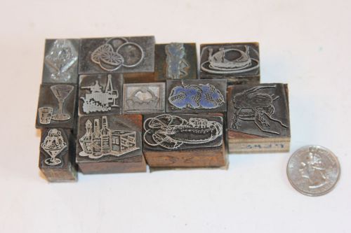 Vintage Food and Drink Letterpress Printers Block  Lot of 12