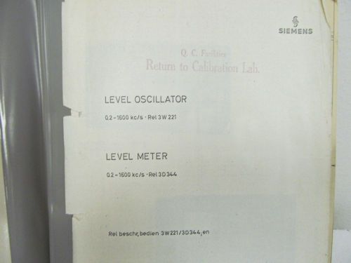 Siemens Level Oscillator/Level Meter 0.2-1600 kc/s Operating Manual w/schematics