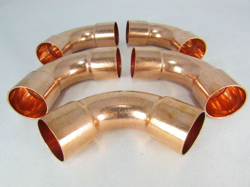 Copper elbow 1 1/8&#034; id- 90 deg-long radius for refrigeration- a/c lines-5 pc for sale