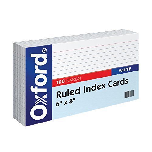 Oxford Ruled Index Cards, 5&#034; x 8&#034;, White, 100/Pack 51