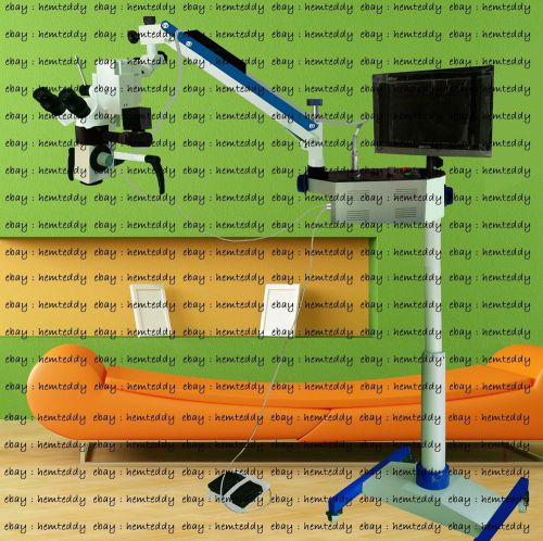 Surgical dental microscope with motorized focusing &amp; 5 steps mag+led monitor for sale