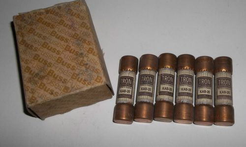 Bussmann KAB-20 Tron Rectifier Fuse - Brand New In Box 6 Total
