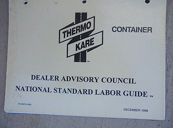 1998 thermo king refrigeration thermo kare container dac standard labor guide  l for sale