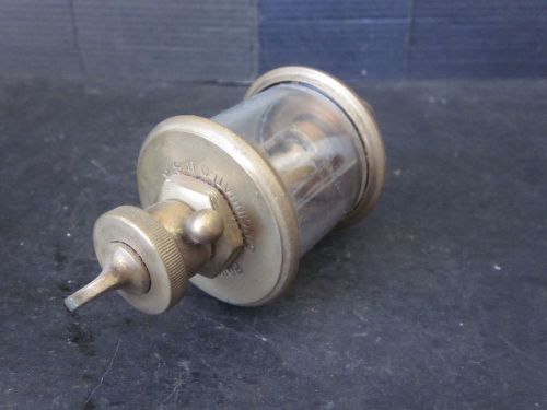 Vgt Powell&#039;s 4 1/2&#034; Tall Brass Glass Bulb Engine Oiler Complete Marked Made USA
