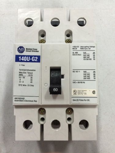 Allen-bradley 140u-g2c3-c60 circuit breaker 3 pole 60 amp 480vac for sale