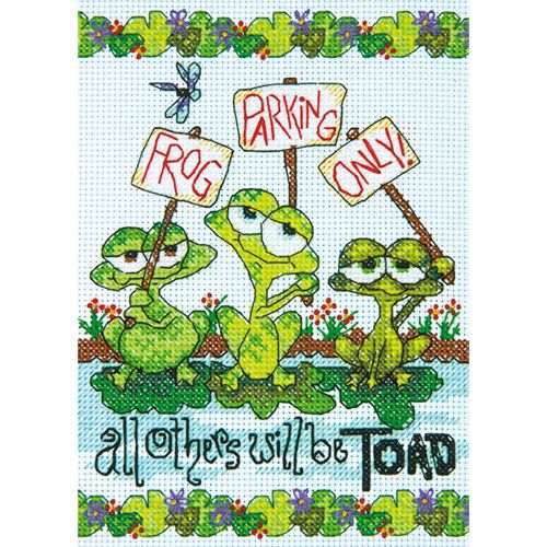 &#034;Frog Parking Mini Counted Cross Stitch Kit-5&#034;&#034;X7&#034;&#034; 14 Count&#034;