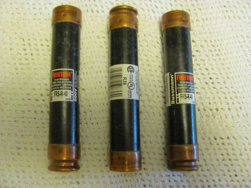 Lot of Three ( 3 ) Bussmann Fusetron FRS-R-40 Amp Fuses R38. 600V