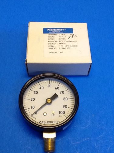 Ashcroft gauge lm 1/4&#034; 0-100 psi 2-1/2 face (1000-9) for sale