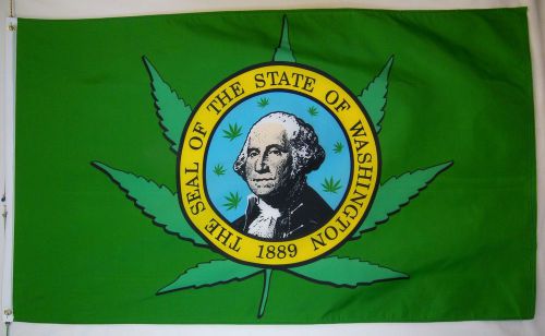 Washington State Marijuana Leaf Flag 3&#039; X 5&#039; Indoor Outdoor Pot Banner