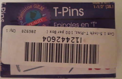 T-Pins, Steel, Silver, 1 1/2&#034;, 100/Box