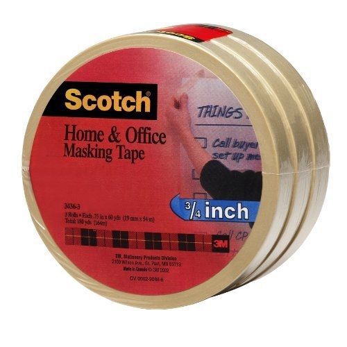 Scotch(R) Home and Office Masking Tape 3436-3, 3/4-inch x 60 Yards, 6 Rolls
