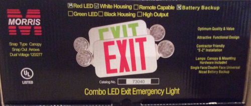 Morris Products 73040 Combo LED Exit Emergency Light White Housing Red LED